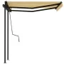 Toldo automático retráctil con postes amarillo blanco 3,5x2,5 m by , Awnings - Ref: Foro24-3070128, Price: 473,11 €, Discount: %