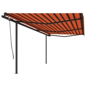 Toldo retráctil automático con postes naranja y marrón 6x3,5 m by , Awnings - Ref: Foro24-3070290, Price: 855,75 €, Discount: %