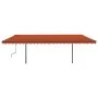 Toldo retráctil automático con postes naranja y marrón 6x3,5 m by , Awnings - Ref: Foro24-3070290, Price: 855,75 €, Discount: %