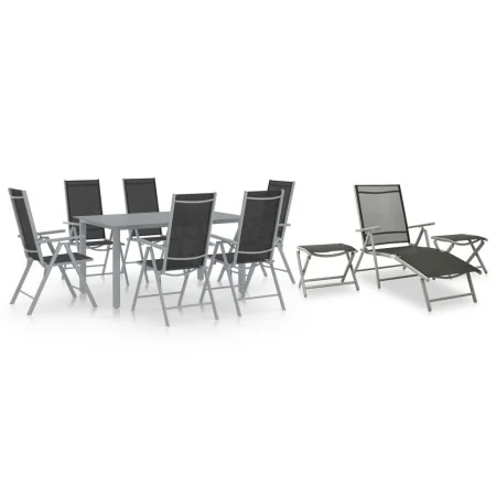 Juego de comedor de jardín 10 piezas negro y plateado de , Conjuntos de jardín - Ref: Foro24-3070646, Precio: 579,11 €, Descu...