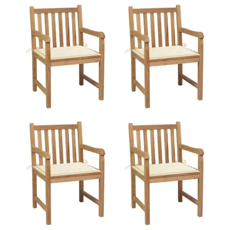 Sillas de jardín 4 uds madera maciza de teca con cojines crema von , Gartenstühle - Ref: Foro24-3073006, Preis: 588,05 €, Rab...