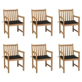 Sillas de jardín 6 uds madera maciza de teca cojines negro von , Gartenstühle - Ref: Foro24-3073038, Preis: 936,99 €, Rabatt: %