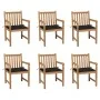 Sillas de jardín 6 uds madera maciza de teca cojines negro de , Sillas de jardín - Ref: Foro24-3073038, Precio: 863,41 €, Des...