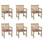 Sillas de jardín 6 uds madera maciza teca cojines cuadros rojos de , Sillas de jardín - Ref: Foro24-3073044, Precio: 868,63 €...