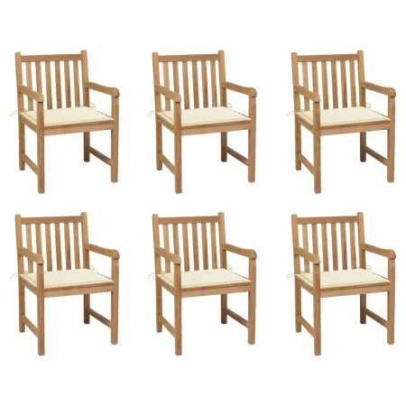Sillas de jardín 6 uds madera maciza de teca cojines crema von , Gartenstühle - Ref: Foro24-3073033, Preis: 878,42 €, Rabatt: %