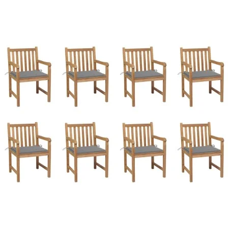 Sillas de jardín 8 uds madera maciza de teca cojines gris von , Gartenstühle - Ref: Foro24-3073059, Preis: 1,00 €, Rabatt: %