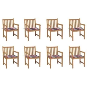 Sillas de jardín 8 uds madera maciza teca cojines cuadros rojos von , Gartenstühle - Ref: Foro24-3073071, Preis: 1,00 €, Raba...