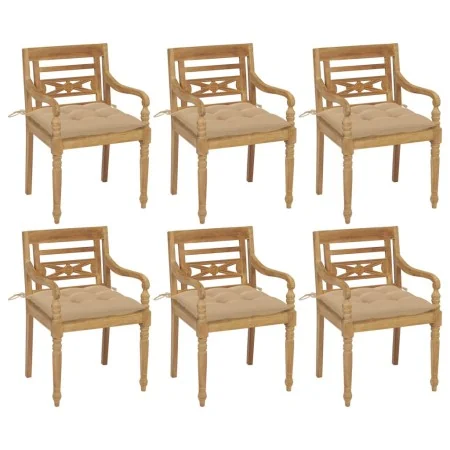 Sillas Batavia 6 unidades madera maciza de teca con cojines | Tu tienda online para hogar, jardín y más Foro24.es
