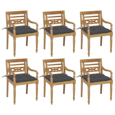 Sillas Batavia 6 unidades madera maciza de teca con cojines von , Gartenstühle - Ref: Foro24-3073337, Preis: 759,46 €, Rabatt: %