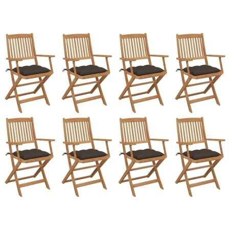 Sillas de jardín plegables 8 uds y cojines madera maciza acacia de , Sillas de jardín - Ref: Foro24-3075108, Precio: 400,24 €...