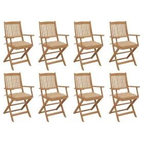 Sillas de jardín plegables 8 uds y cojines madera maciza acacia by , Garden chairs - Ref: Foro24-3075103, Price: 396,54 €, Di...