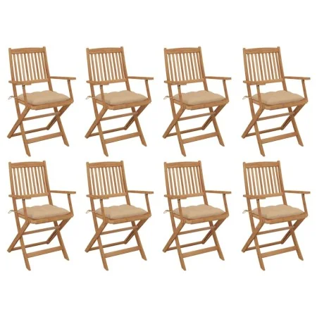 Sillas de jardín plegables 8 uds y cojines madera maciza acacia de , Sillas de jardín - Ref: Foro24-3075103, Precio: 396,52 €...