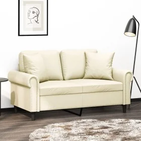Sofá de 2 plazas con cojines cuero sintético color crema 120 cm by , Sofas - Ref: Foro24-3200926, Price: 234,92 €, Discount: %