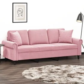 Sofá de 3 plazas con cojines terciopelo rosa 180 cm von , Sofas - Ref: Foro24-3200958, Preis: 336,23 €, Rabatt: %