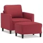 Sillón con taburete cuero sintético rojo tinto 60 cm by , Sofas - Ref: Foro24-3201120, Price: 188,08 €, Discount: %