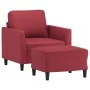 Sillón con taburete cuero sintético rojo tinto 60 cm by , Sofas - Ref: Foro24-3201120, Price: 188,08 €, Discount: %