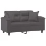 Sofá de 2 plazas con cojines cuero sintético gris 120 cm by , Sofas - Ref: Foro24-3200985, Price: 240,55 €, Discount: %