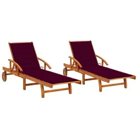 Tumbonas con cojines 2 unidades madera maciza de acacia by , Loungers - Ref: Foro24-3077339, Price: 452,93 €, Discount: %