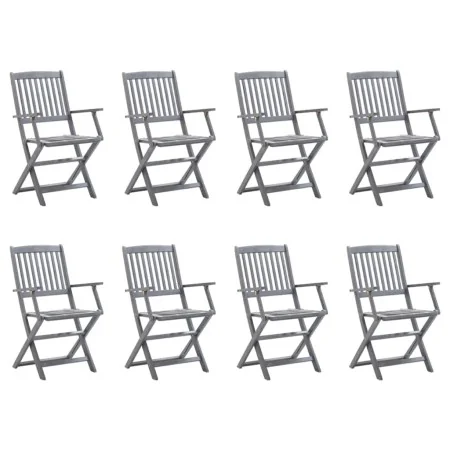 Sillas de jardín plegables 8 uds y cojines madera maciza acacia by , Garden chairs - Ref: Foro24-3078276, Price: 365,76 €, Di...