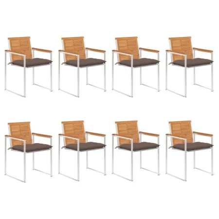 Sillas de jardín y cojines 8 unidades madera maciza de acacia by , Garden chairs - Ref: Foro24-3078547, Price: 1,00 €, Discou...