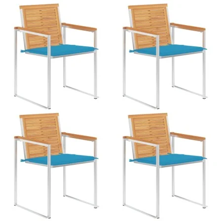 Sillas de jardín 4 unidades con cojines madera maciza teca by , Garden chairs - Ref: Foro24-3078558, Price: 539,07 €, Discoun...