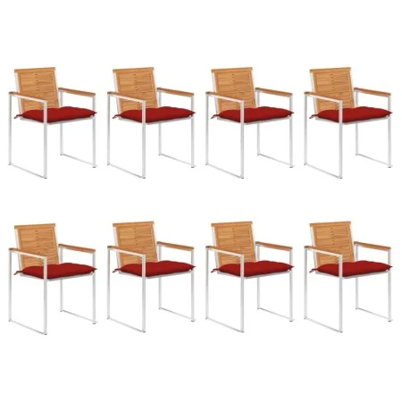 Sillas de jardín y cojines 8 unidades madera maciza de acacia by , Garden chairs - Ref: Foro24-3078545, Price: 1,00 €, Discou...