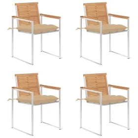Sillas de jardín 4 unidades con cojines madera maciza teca by , Garden chairs - Ref: Foro24-3078572, Price: 548,26 €, Discoun...