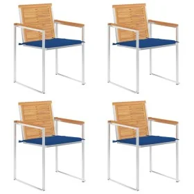 Sillas de jardín 4 unidades con cojines madera maciza teca by , Garden chairs - Ref: Foro24-3078564, Price: 539,22 €, Discoun...