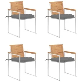 Sillas de jardín 4 unidades con cojines madera maciza teca by , Garden chairs - Ref: Foro24-3078570, Price: 548,26 €, Discoun...
