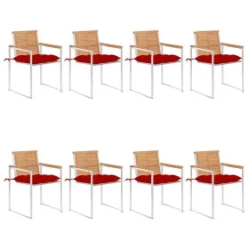 Sillas de jardín y cojines 8 unidades madera maciza de acacia by , Garden chairs - Ref: Foro24-3078629, Price: 1,00 €, Discou...