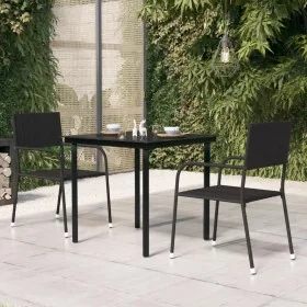 Mesa de comedor de jardín acero y vidrio negra 80x80x74 cm by , Garden tables - Ref: Foro24-318746, Price: 97,49 €, Discount: %