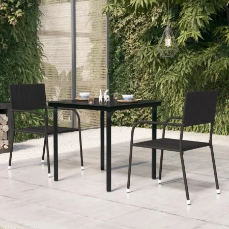 Mesa de comedor de jardín acero y vidrio negra 80x80x74 cm de , Mesas de jardín - Ref: Foro24-318746, Precio: 98,28 €, Descue...