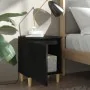Mesita de noche con patas de madera maciza negra 40x30x50 cm de , Mesitas de noche - Ref: Foro24-805817, Precio: 34,07 €, Des...