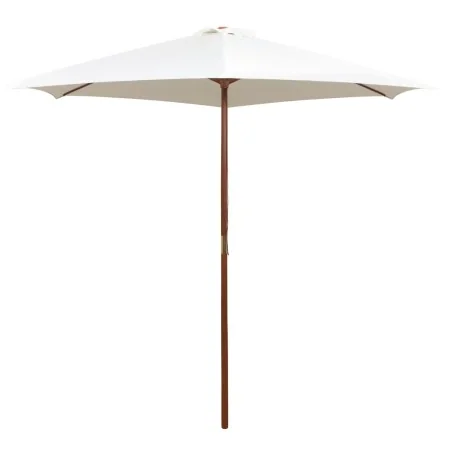 Sombrilla con palo de madera blanco crema 270x270 cm de , Sombrillas - Ref: Foro24-42962, Precio: 65,44 €, Descuento: %