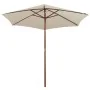 Sombrilla con palo de madera blanco crema 270x270 cm de , Sombrillas - Ref: Foro24-42962, Precio: 65,44 €, Descuento: %