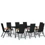 Juego de comedor para jardín 9 piezas negro de , Conjuntos de jardín - Ref: Foro24-3099124, Precio: 660,41 €, Descuento: %