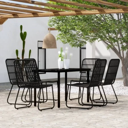 Juego de comedor de jardín 7 piezas negro de , Conjuntos de jardín - Ref: Foro24-3099170, Precio: 783,14 €, Descuento: %
