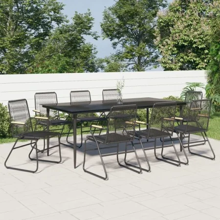 Juego de comedor de jardín 9 piezas ratán PVC negro by , Garden sets - Ref: Foro24-3099220, Price: 672,71 €, Discount: %