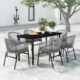 Juego de comedor de jardín 7 piezas ratán sintético gris by , Garden sets - Ref: Foro24-3099236, Price: 643,50 €, Discount: %
