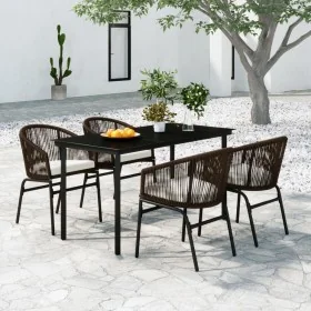 Juego de comedor de jardín 5 piezas con cojines marrón von , Gartensets - Ref: Foro24-3099229, Preis: 517,99 €, Rabatt: %