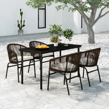Juego de comedor de jardín 5 piezas con cojines marrón von , Gartensets - Ref: Foro24-3099229, Preis: 547,62 €, Rabatt: %