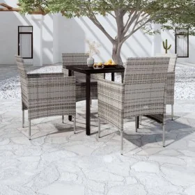Juego de comedor para jardín 5 piezas con cojines gris y negro by , Garden sets - Ref: Foro24-3099288, Price: 350,21 €, Disco...