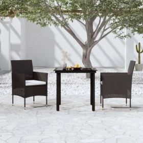 Juego de comedor de jardín 3 piezas con cojines negro by , Garden sets - Ref: Foro24-3099281, Price: 220,04 €, Discount: %