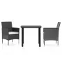 Juego de comedor de jardín 3 piezas con cojines negro de , Conjuntos de jardín - Ref: Foro24-3099281, Precio: 220,01 €, Descu...