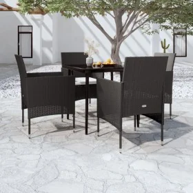 Juego de comedor de jardín 5 piezas con cojines negro von , Gartensets - Ref: Foro24-3099306, Preis: 347,95 €, Rabatt: %