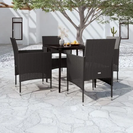 Juego de comedor de jardín 5 piezas con cojines negro by , Garden sets - Ref: Foro24-3099306, Price: 348,14 €, Discount: %