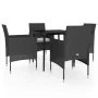 Juego de comedor de jardín 5 piezas con cojines negro by , Garden sets - Ref: Foro24-3099306, Price: 348,14 €, Discount: %