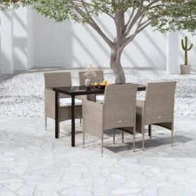 Juego de comedor de jardín 5 piezas con cojines beige y negro by , Garden sets - Ref: Foro24-3099295, Price: 382,30 €, Discou...