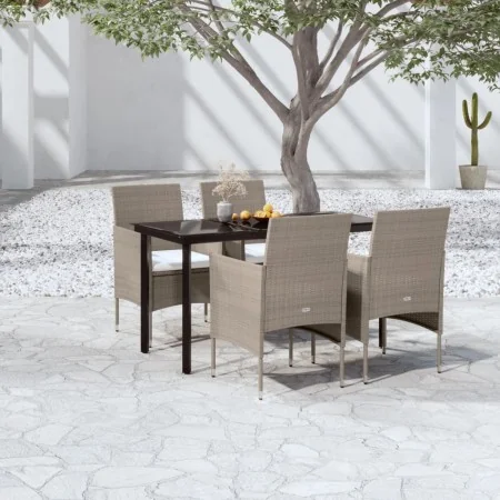 Juego de comedor de jardín 5 piezas con cojines beige y negro von , Gartensets - Ref: Foro24-3099295, Preis: 380,74 €, Rabatt: %
