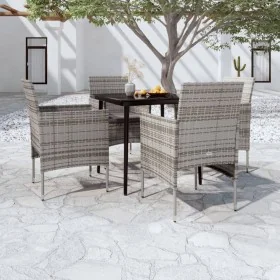 Juego de comedor para jardín 5 piezas con cojines gris y negro by , Garden sets - Ref: Foro24-3099312, Price: 365,08 €, Disco...